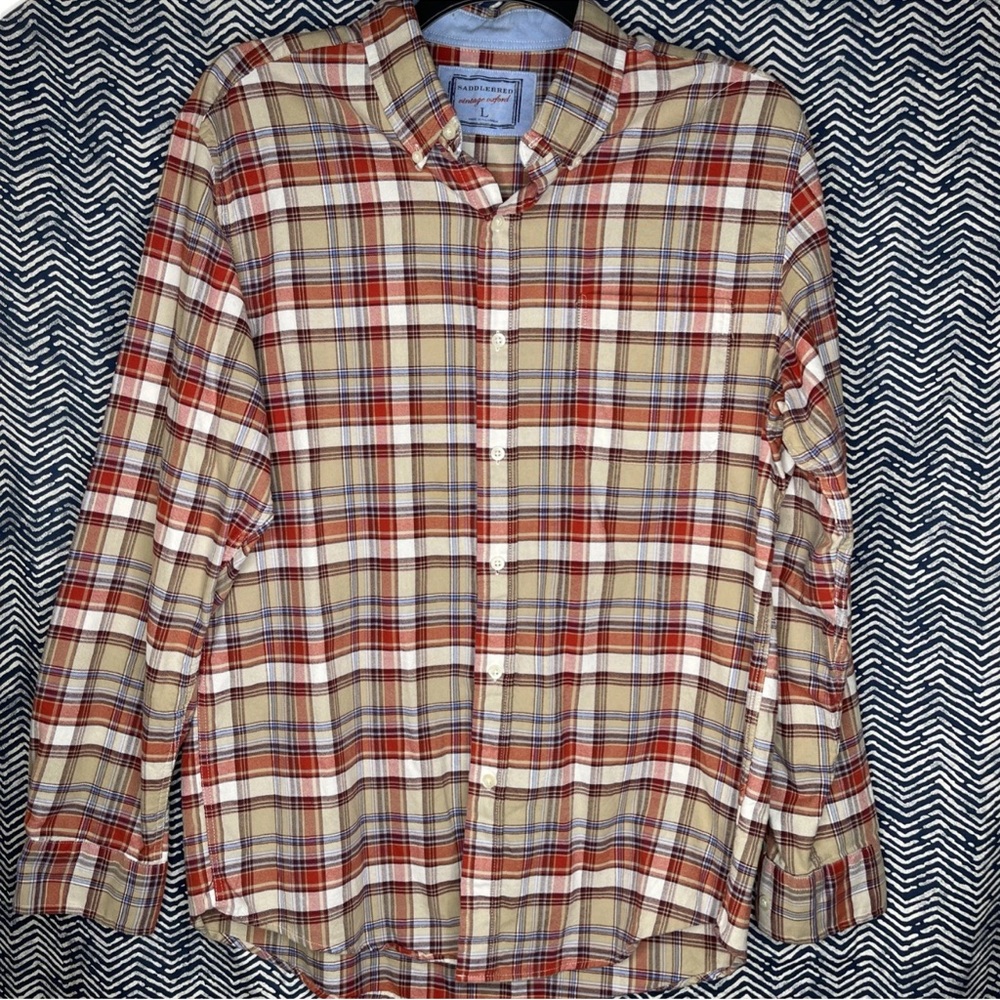 Saddlebred Red and Cream Plaid Button Down Shirt
